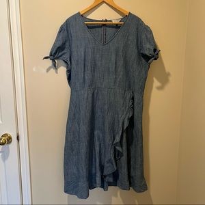 DownEast chambray faux wrap dress